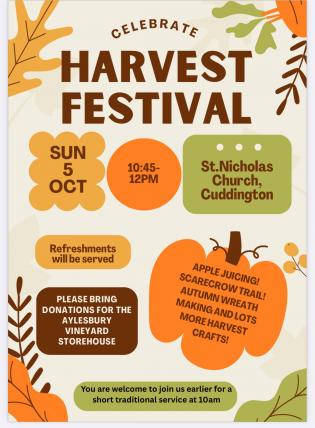 Harvest Service on Sunday 5th October 10am onwards Article Photo - 